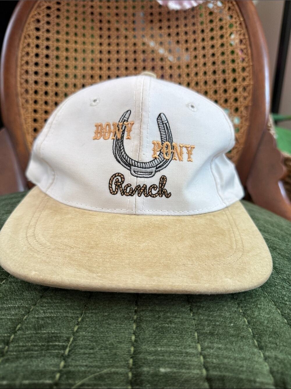 Vintage 90s/Y2K Bony Pony Ranch Malibu Suede Bill Adjustable Trucker Hat